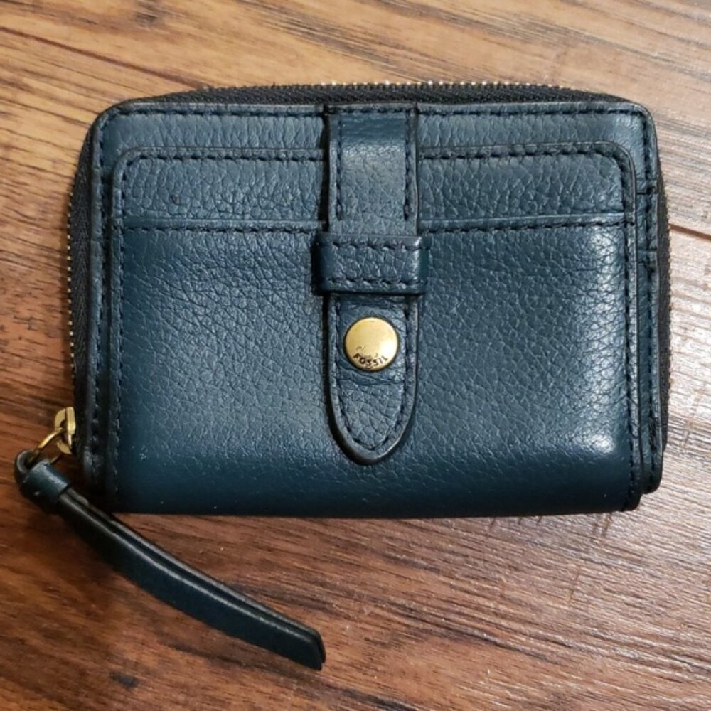 FOSSIL LEATHER MINI LAINIE MULTIFUNCTION WALLET ~ TEAL